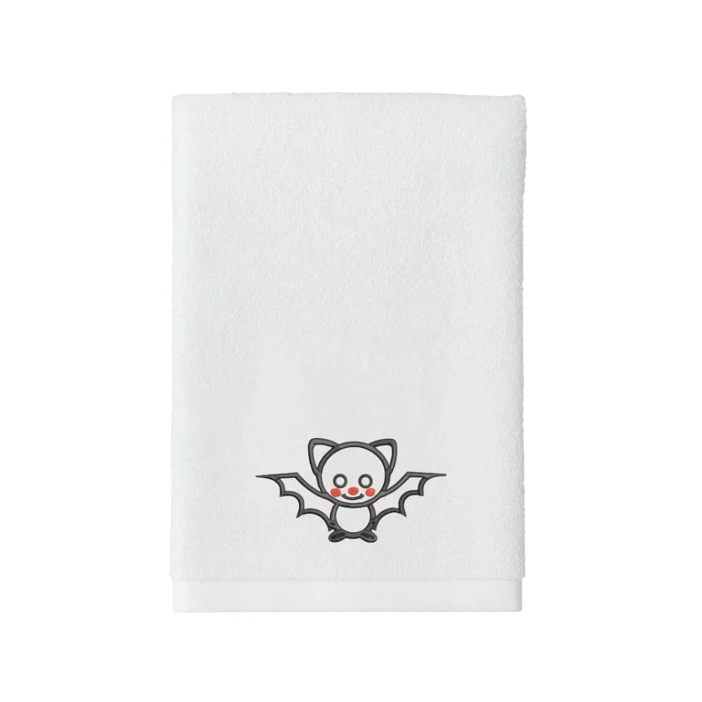 BYFT Embroidered For You Personalised Cotton Towel - Halloween -  Bat Black Design High Quality Embroidery Perfect For Gifting