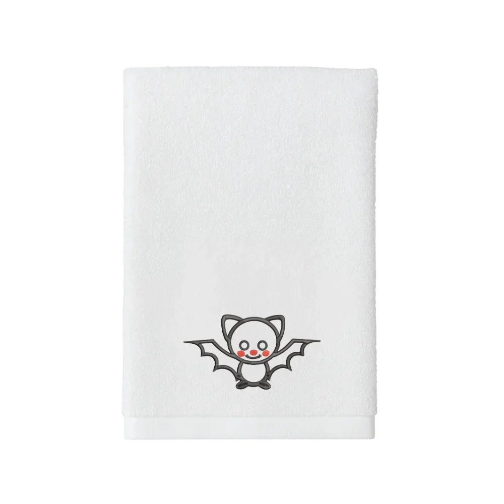 BYFT Embroidered For You Personalised Cotton Towel - Halloween -  Bat Black Design High Quality Embroidery Perfect For Gifting
