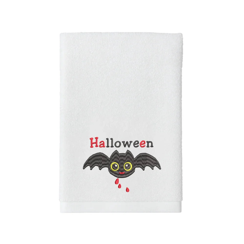 BYFT Embroidered For You Personalised Cotton Towel - Halloween -  Bat Blood Design High Quality Embroidery Perfect For Gifting