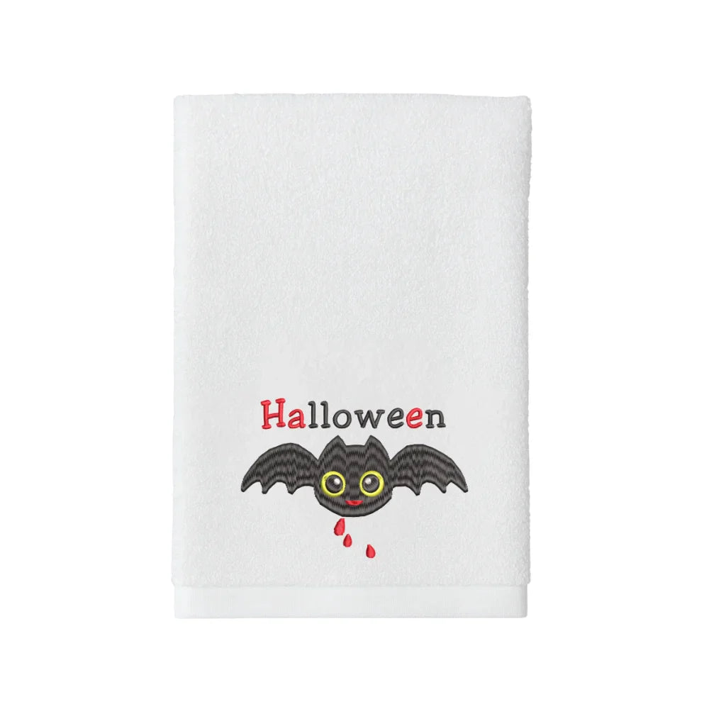 BYFT Embroidered For You Personalised Cotton Towel - Halloween -  Bat Blood Design High Quality Embroidery Perfect For Gifting
