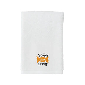 BYFT Embroidered For You Personalised Cotton Towel - Halloween - Sweeter Than Candy Design High Quality Embroidery Perfect For Gifting