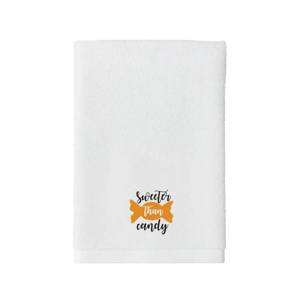 BYFT Embroidered For You Personalised Cotton Towel - Halloween - Sweeter Than Candy Design High Quality Embroidery Perfect For Gifting