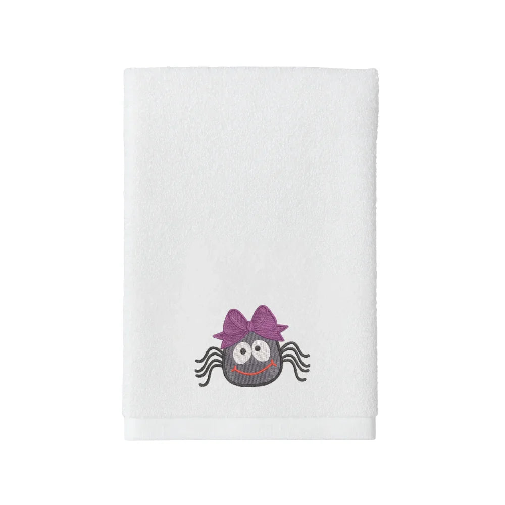 BYFT Embroidered For You Personalised Cotton Towel - Halloween - Spider Design High Quality Embroidery Perfect For Gifting