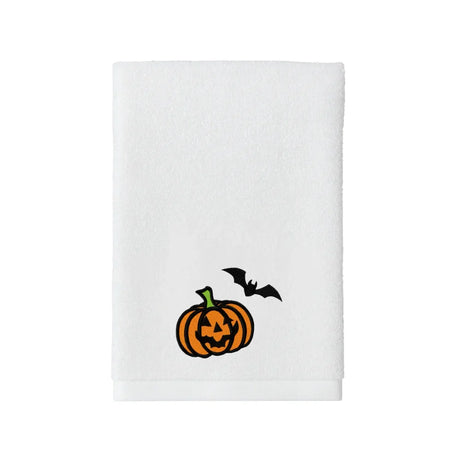 BYFT Embroidered For You Personalised Cotton Towel - Halloween - Pumkin with Bat Design High Quality Embroidery Perfect For Gifting