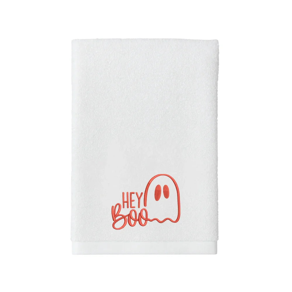BYFT Embroidered For You Personalised Cotton Towel - Halloween - Hey Boo Design High Quality Embroidery Perfect For Gifting