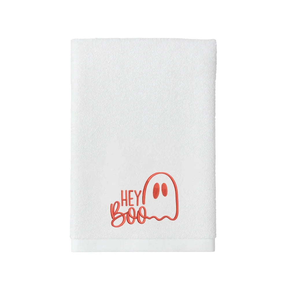 BYFT Embroidered For You Personalised Cotton Towel - Halloween - Hey Boo Design High Quality Embroidery Perfect For Gifting