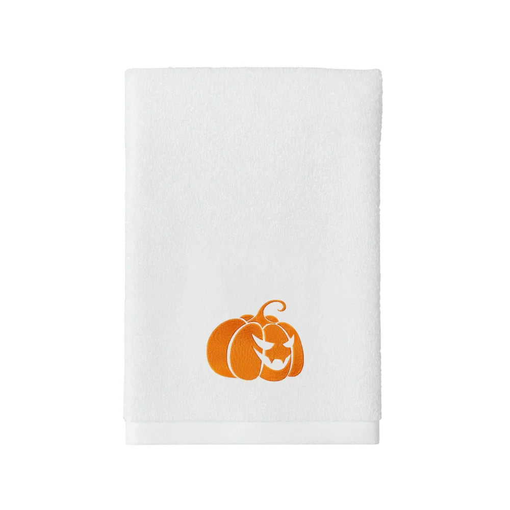 BYFT Embroidered For You Personalised Cotton Towel - Halloween - Pumkin Design High Quality Embroidery Perfect For Gifting