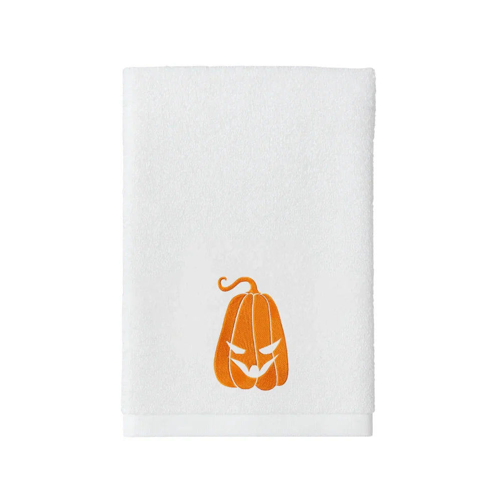 BYFT Embroidered For You Personalised Cotton Towel - Halloween - Scary Pumkin Design High Quality Embroidery Perfect For Gifting