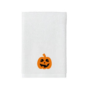 BYFT Embroidered For You Personalised Cotton Towel - Halloween - Scary Smile Pumkin Design High Quality Embroidery Perfect For Gifting