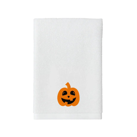 BYFT Embroidered For You Personalised Cotton Towel - Halloween - Scary Smile Pumkin Design High Quality Embroidery Perfect For Gifting