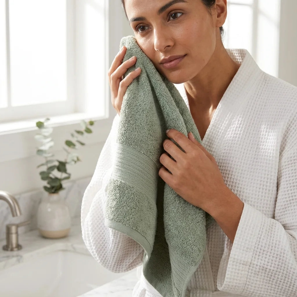 BYFT Home Aura | Green Cotton Towel Sets - Soft, Absorbent, Quick-Dry | 550 GSM