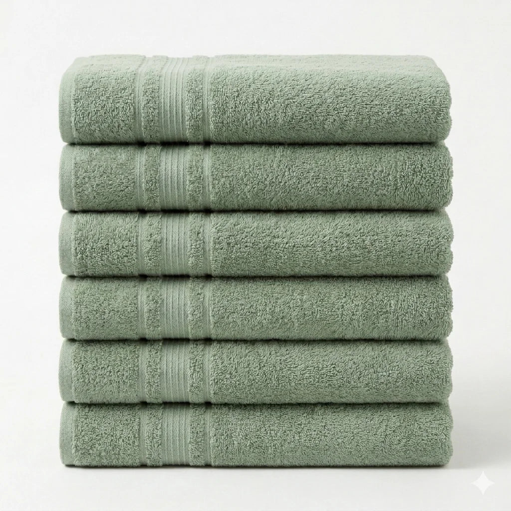 BYFT Home Aura | Green Cotton Towel Sets - Soft, Absorbent, Quick-Dry | 550 GSM