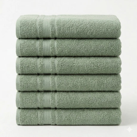 BYFT Home Aura | Green Cotton Towel Sets - Soft, Absorbent, Quick-Dry | 550 GSM