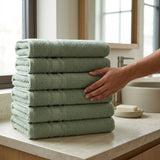 BYFT Home Aura | Green Cotton Towel Sets - Soft, Absorbent, Quick-Dry | 550 GSM