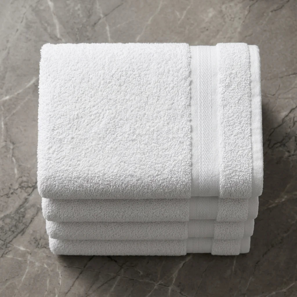 BYFT Home Aura | White Cotton Towel Sets - Soft, Absorbent, Quick-Dry | 550 GSM