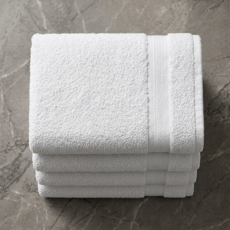 BYFT Home Aura | White Cotton Towel Sets - Soft, Absorbent, Quick-Dry | 550 GSM