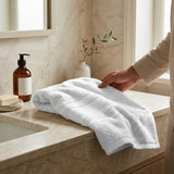 BYFT Home Aura | White Cotton Towel Sets - Soft, Absorbent, Quick-Dry | 550 GSM
