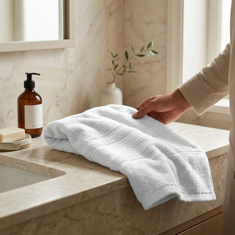 BYFT Home Aura | White Cotton Towel Sets - Soft, Absorbent, Quick-Dry | 550 GSM