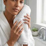 BYFT Home Aura | White Cotton Towel Sets - Soft, Absorbent, Quick-Dry | 550 GSM