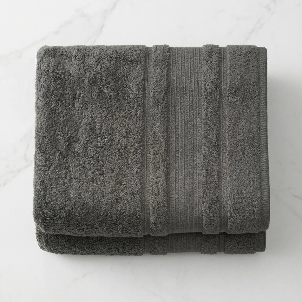 BYFT Home Aura | Grey Cotton Towel Sets - Soft, Absorbent, Quick-Dry | 550 GSM
