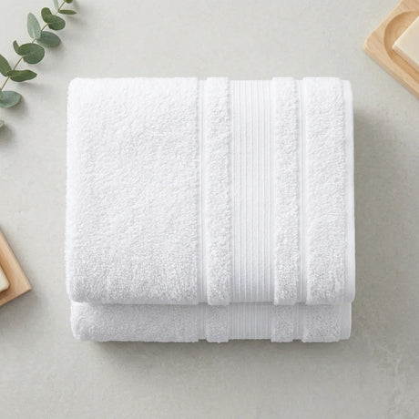 BYFT Home Aura | White Cotton Towel Sets - Soft, Absorbent, Quick-Dry | 550 GSM