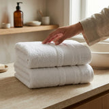 BYFT Home Aura | White Cotton Towel Sets - Soft, Absorbent, Quick-Dry | 550 GSM