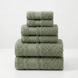BYFT Home Aura | Green Cotton Towel Sets - Soft, Absorbent, Quick-Dry | 550 GSM