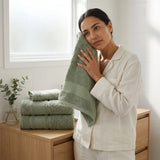 BYFT Home Aura | Green Cotton Towel Sets - Soft, Absorbent, Quick-Dry | 550 GSM
