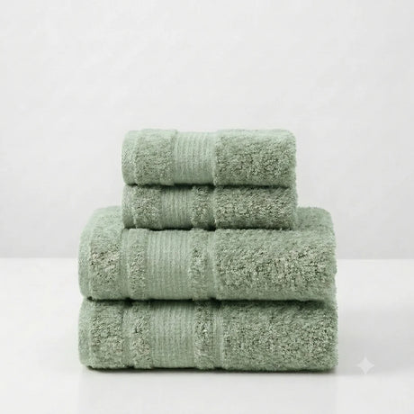 BYFT Home Aura | Green Cotton Towel Sets - Soft, Absorbent, Quick-Dry | 550 GSM