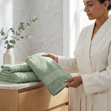 BYFT Home Aura | Green Cotton Towel Sets - Soft, Absorbent, Quick-Dry | 550 GSM