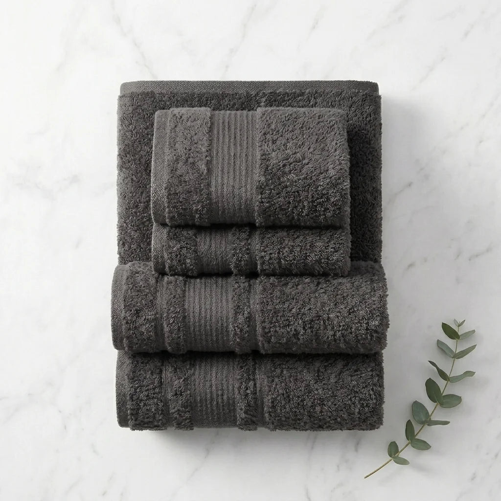 BYFT Home Aura | Grey Cotton Towel Sets - Soft, Absorbent, Quick-Dry | 550 GSM