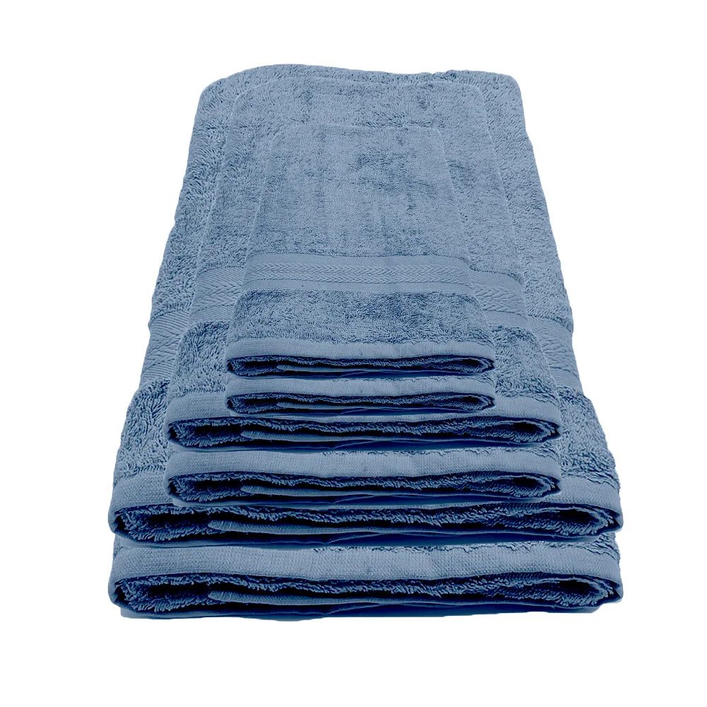 BYFT Home Essence | Blue Cotton Towel Sets - Soft, Absorbent, Quick-Dry | 550 GSM