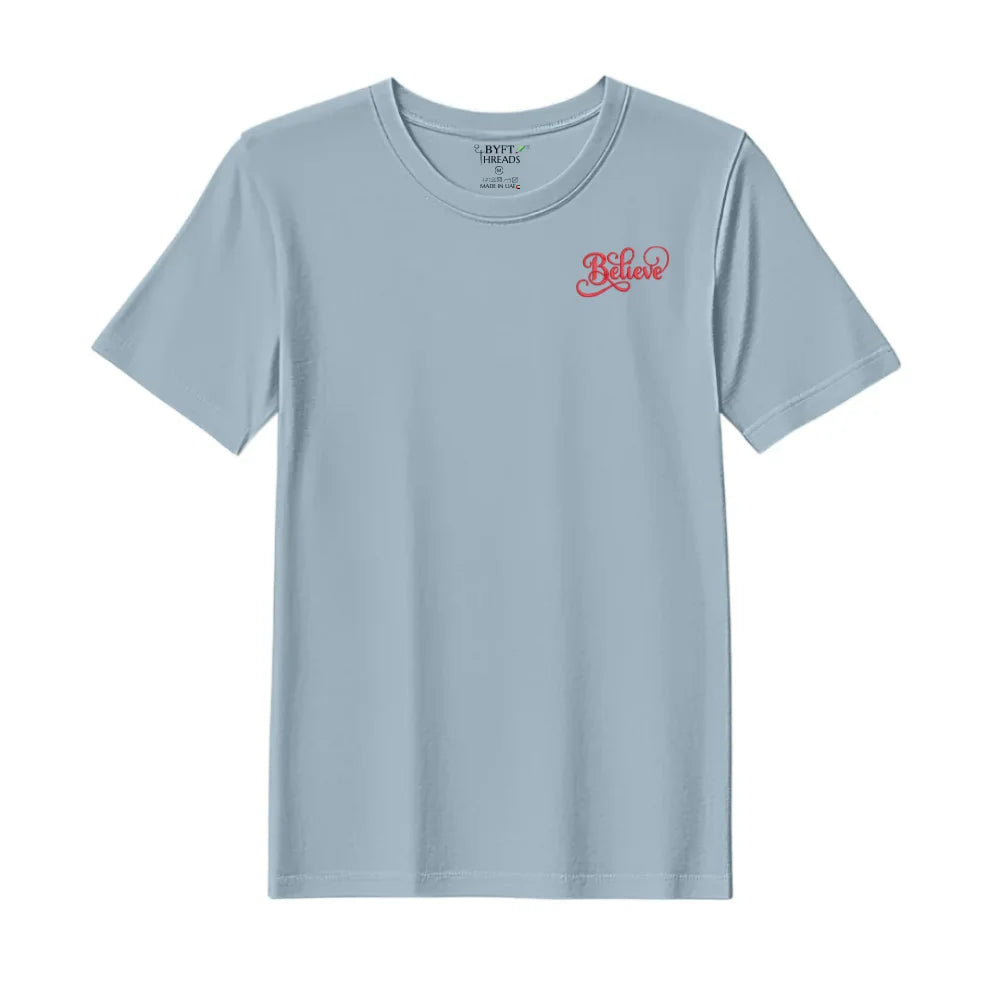 BYFT Threads Embroidered For You Christmas - Believe Designed T-Shirts
