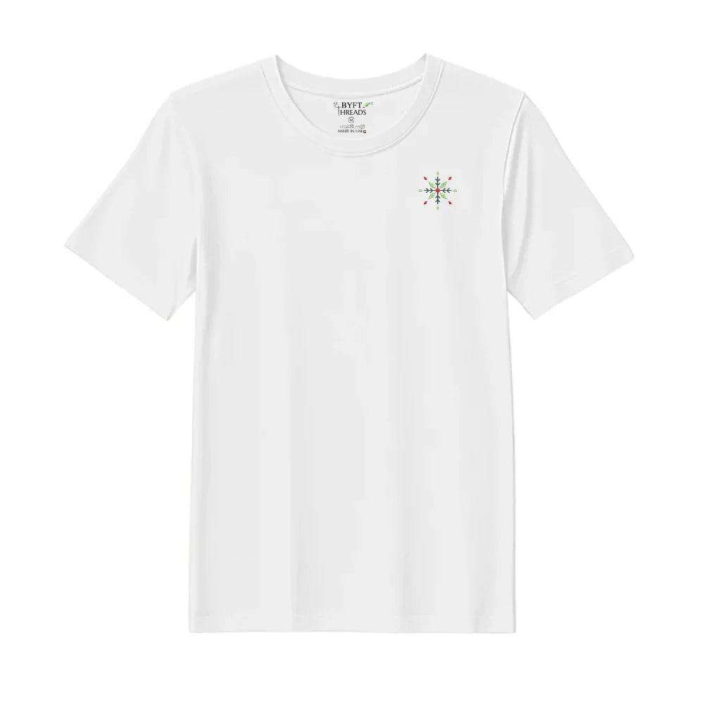 BYFT Threads Embroidered For You Christmas - Diamond Snowflake Designed T-Shirts