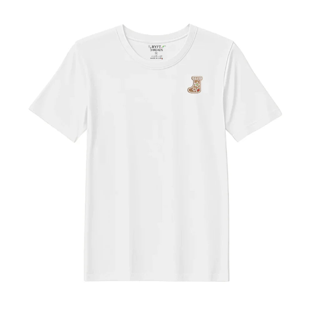 BYFT Threads Embroidered For You Christmas - Gingerbread Stocking Cookie Designed T-Shirts
