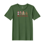 BYFT Threads Embroidered For You Christmas - Merry Christmas Icons (Snowman + Candy Cane + Gingerbread + Tree) Designed T-Shirts