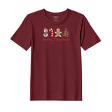 BYFT Threads Embroidered For You Christmas - Merry Christmas Icons (Snowman + Candy Cane + Gingerbread + Tree) Designed T-Shirts
