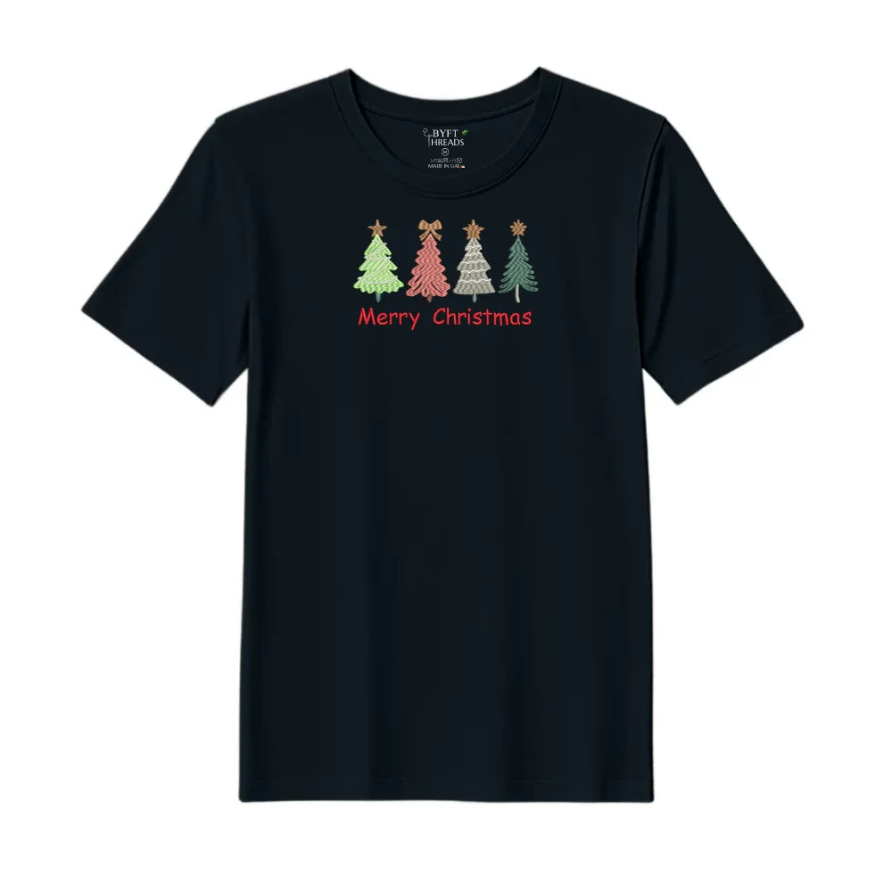 BYFT Threads Embroidered For You Christmas - Merry Christmas Trees (4 Styles) Designed T-Shirts