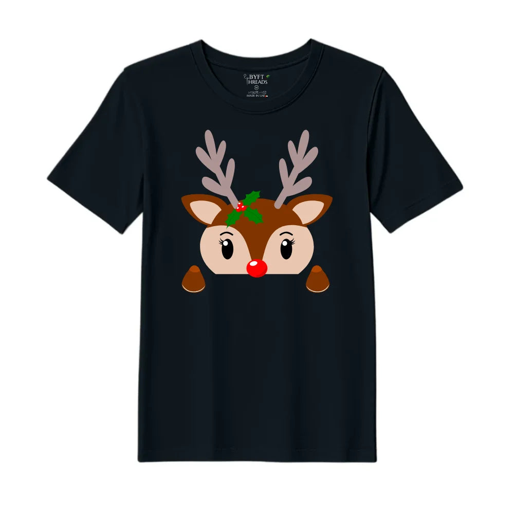 BYFT Threads Printed Christmas - Christmas Deer Face Designed T-Shirts