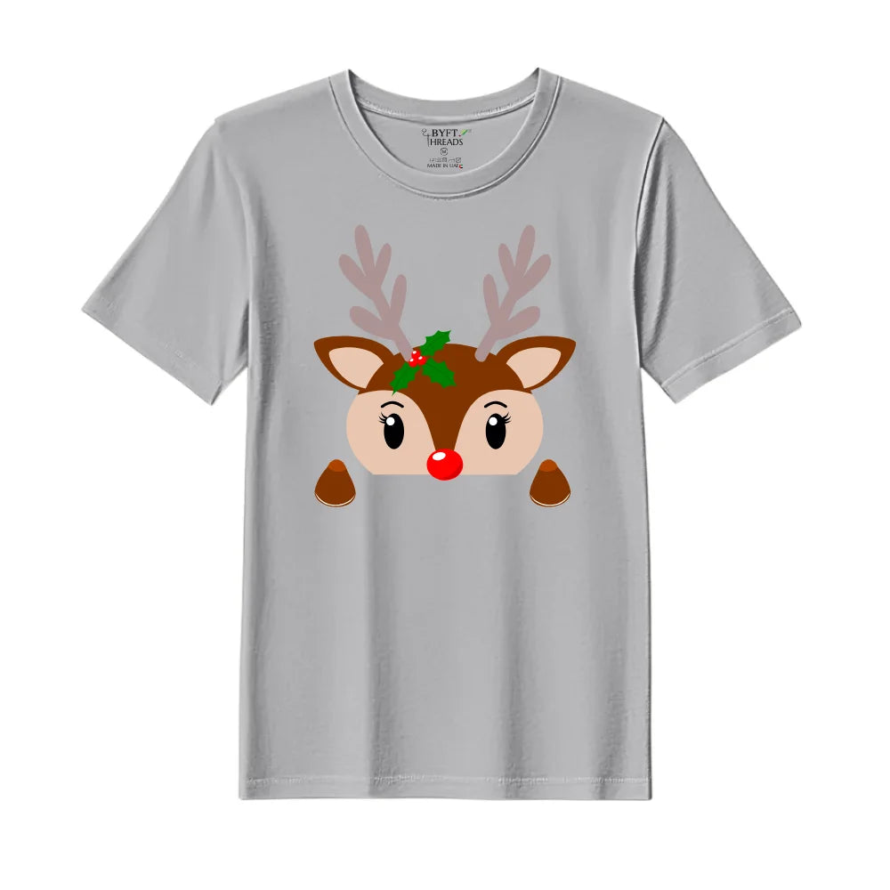 BYFT Threads Printed Christmas - Christmas Deer Face Designed T-Shirts