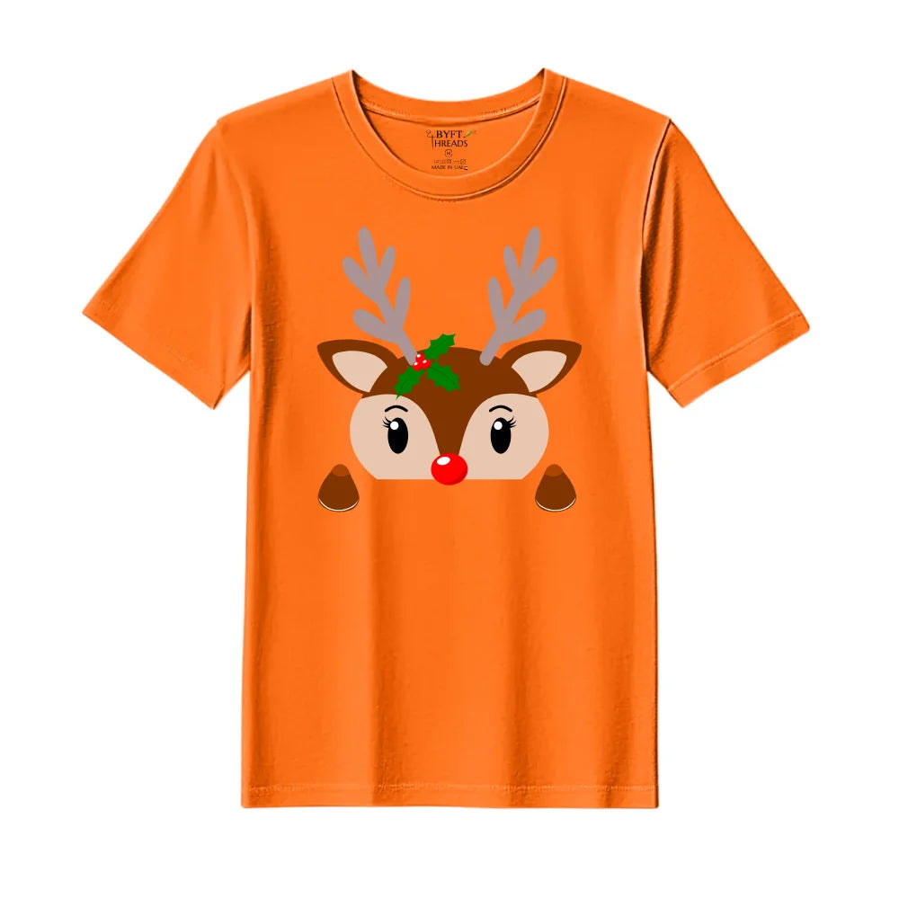 BYFT Threads Printed Christmas - Christmas Deer Face Designed T-Shirts