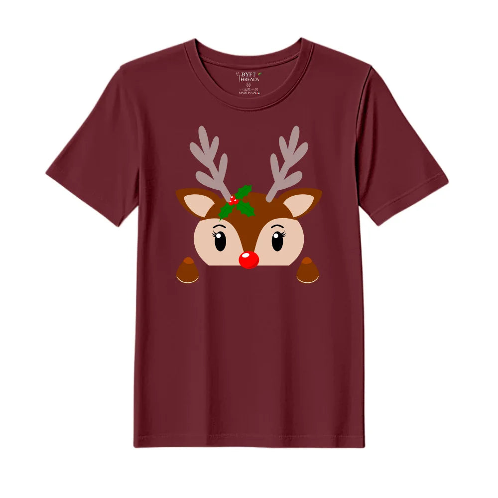 BYFT Threads Printed Christmas - Christmas Deer Face Designed T-Shirts