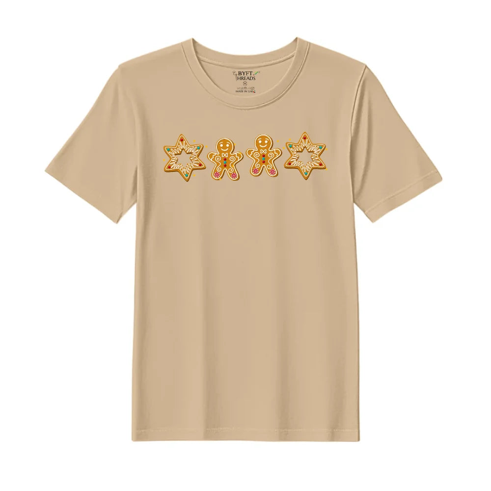 BYFT Threads Printed Christmas - Gingerbread Star Designed T-Shirts