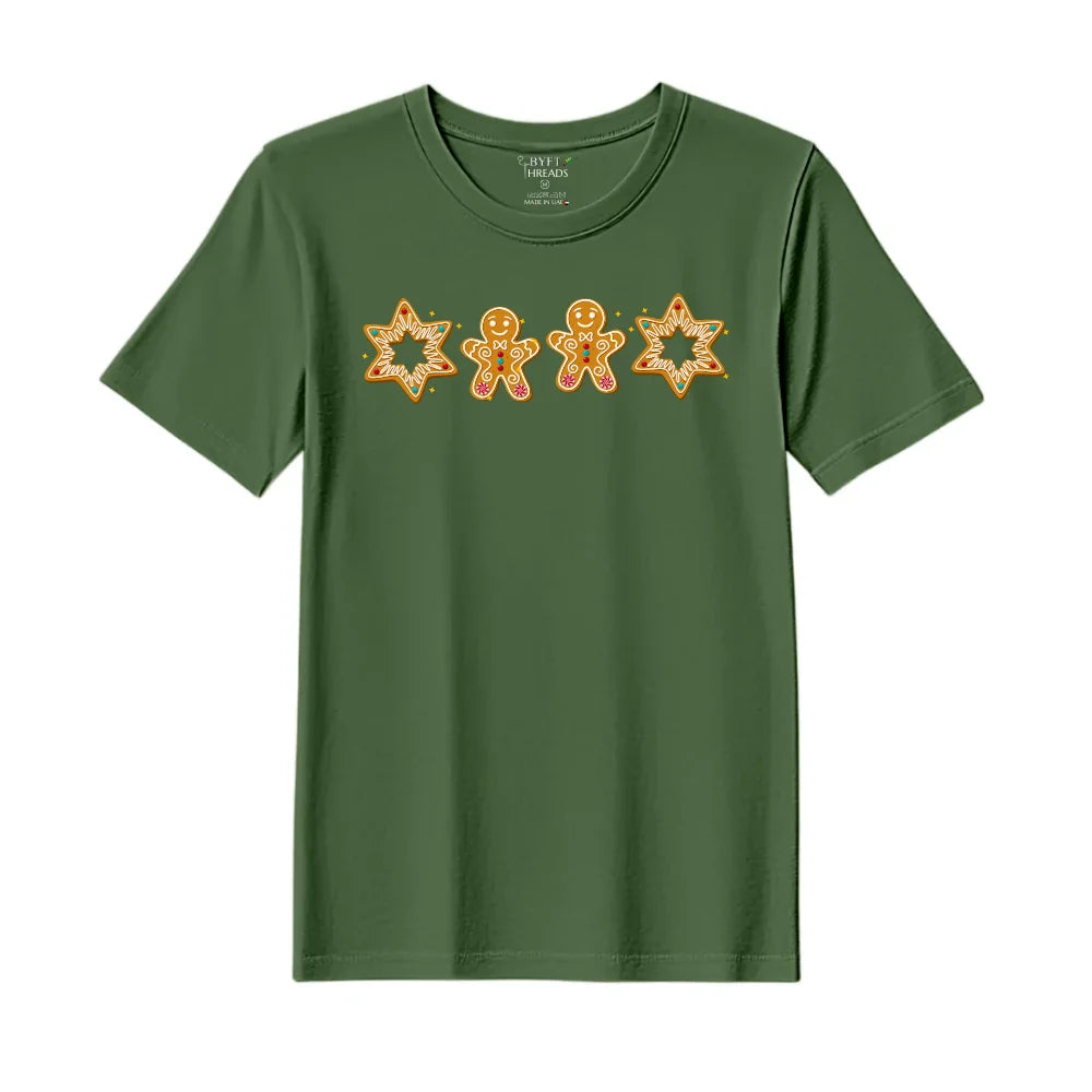 BYFT Threads Printed Christmas - Gingerbread Star Designed T-Shirts