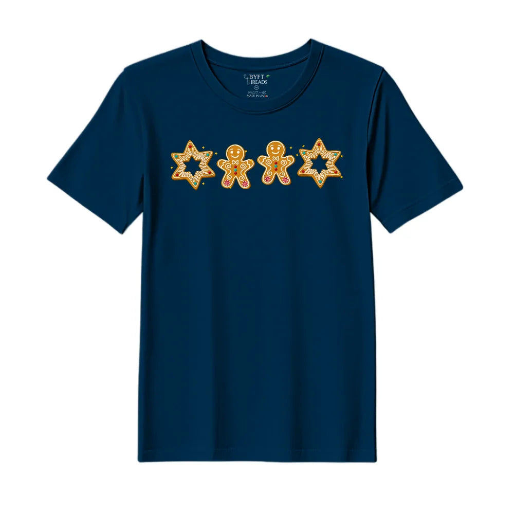BYFT Threads Printed Christmas - Gingerbread Star Designed T-Shirts