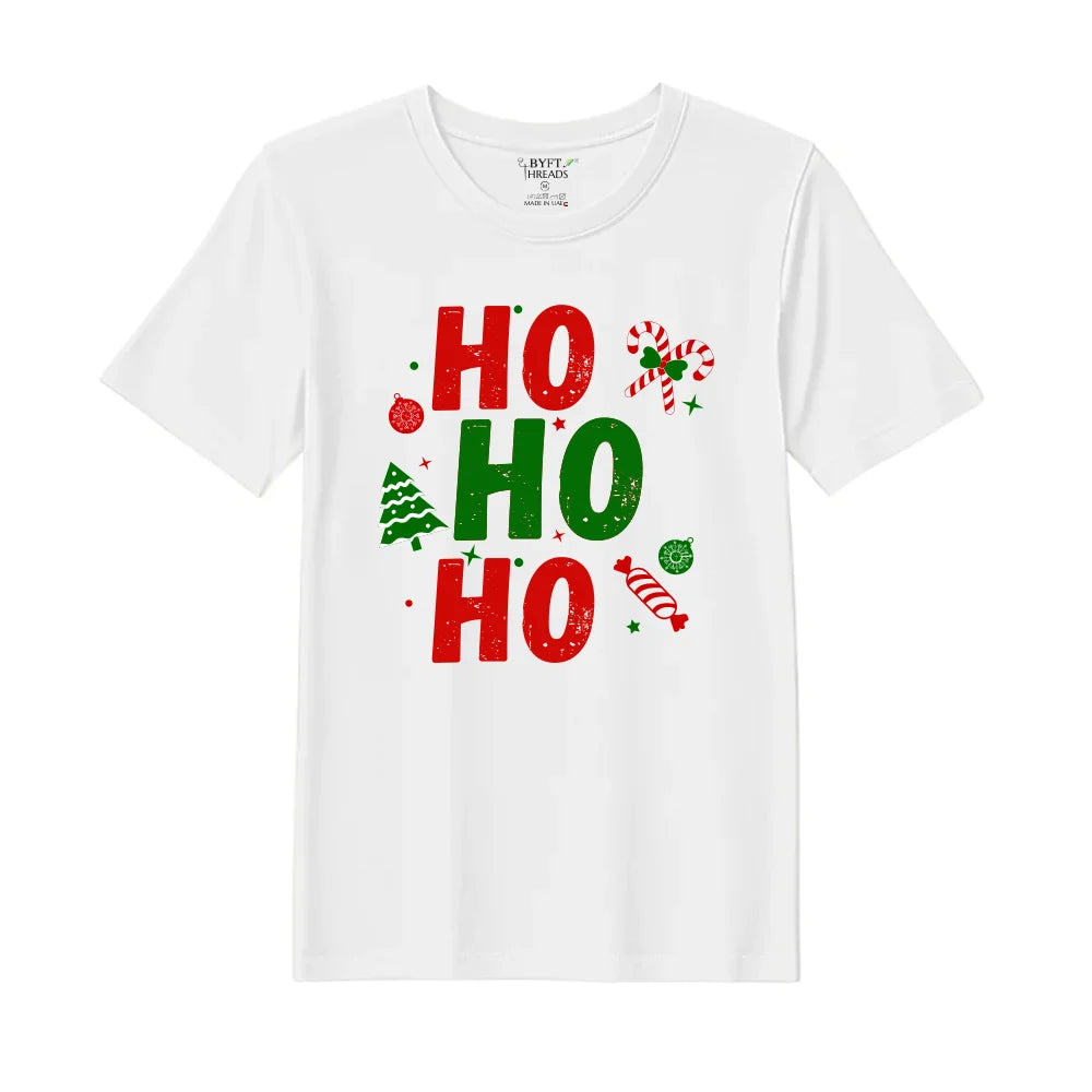 BYFT Threads Printed Christmas - Ho Ho Ho Toffee Designed T-Shirts
