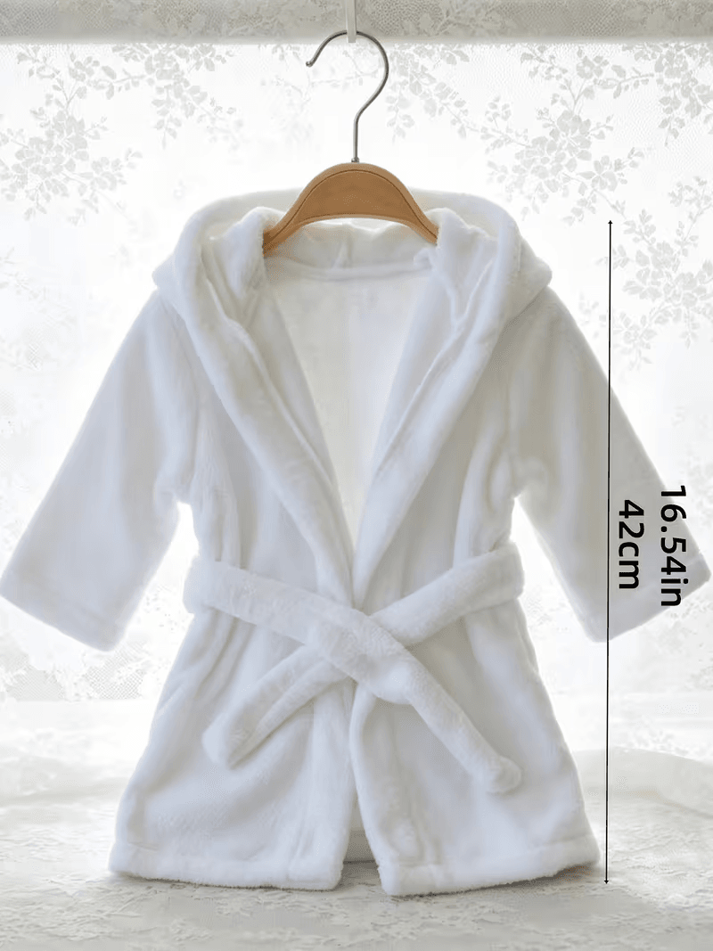 BYFT Daffodil Bear Themed Baby Photography Set Coral Fleece Bathrobe with Hood Rabbit Ears + Waist-Cinching Belt