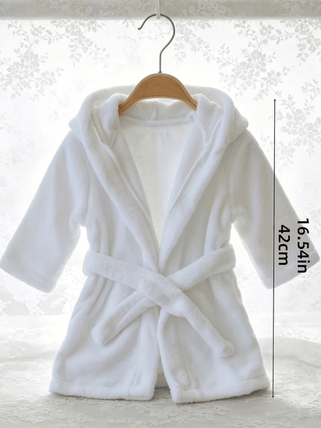 BYFT Daffodil Bear Themed Baby Photography Set Coral Fleece Bathrobe with Hood Rabbit Ears + Waist-Cinching Belt