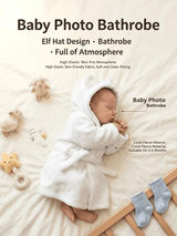 BYFT Daffodil Bear Themed Baby Photography Set Coral Fleece Bathrobe with Hood Rabbit Ears + Waist-Cinching Belt