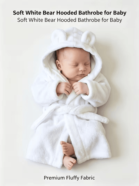 BYFT Daffodil Bear Themed Baby Photography Set Coral Fleece Bathrobe with Hood Rabbit Ears + Waist-Cinching Belt